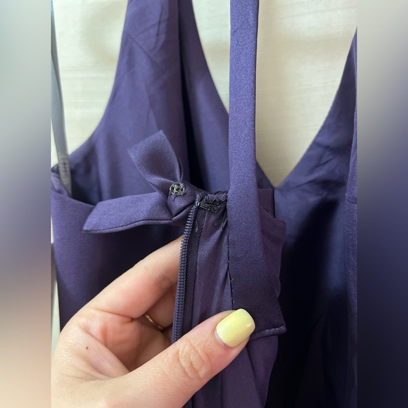 Vera Want White Elegant Purple Halter Maxi Dress or Gown with Side Slit Size 10 - Picture 12 of 12